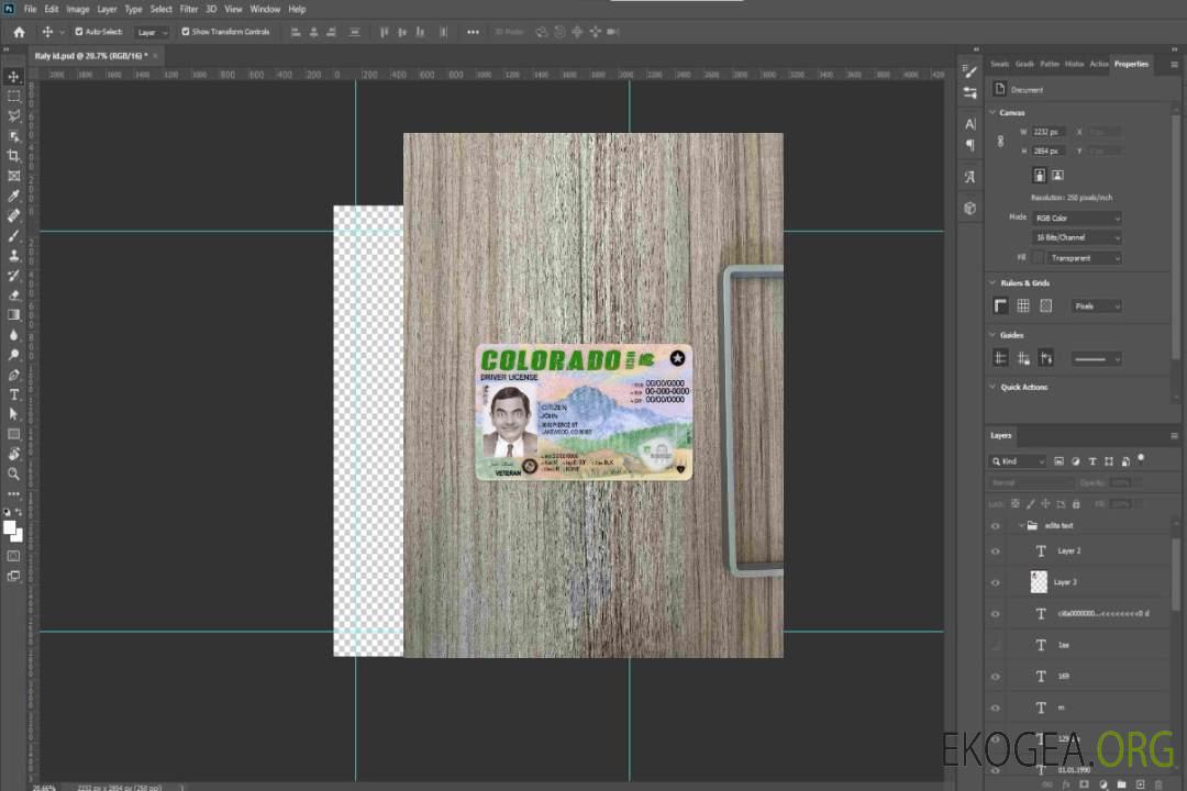 Permis de conduire USA Colorado 2022-présent photolook AVANT template